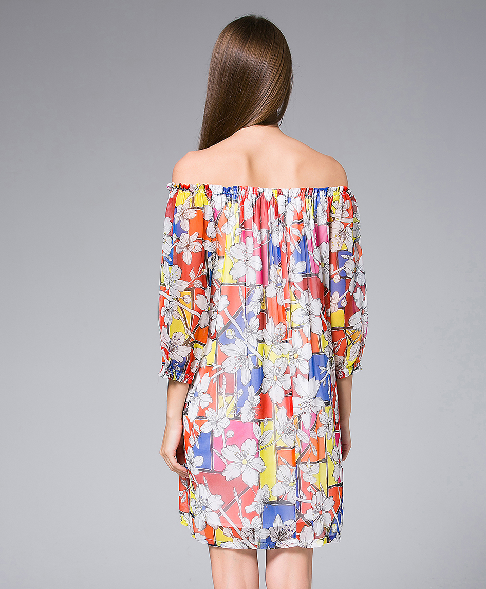 Dress - Flowers Printed silk georgette mini  dress